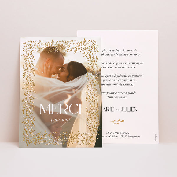 Remerciements Mariage Portrait Rameaux d’Or photo