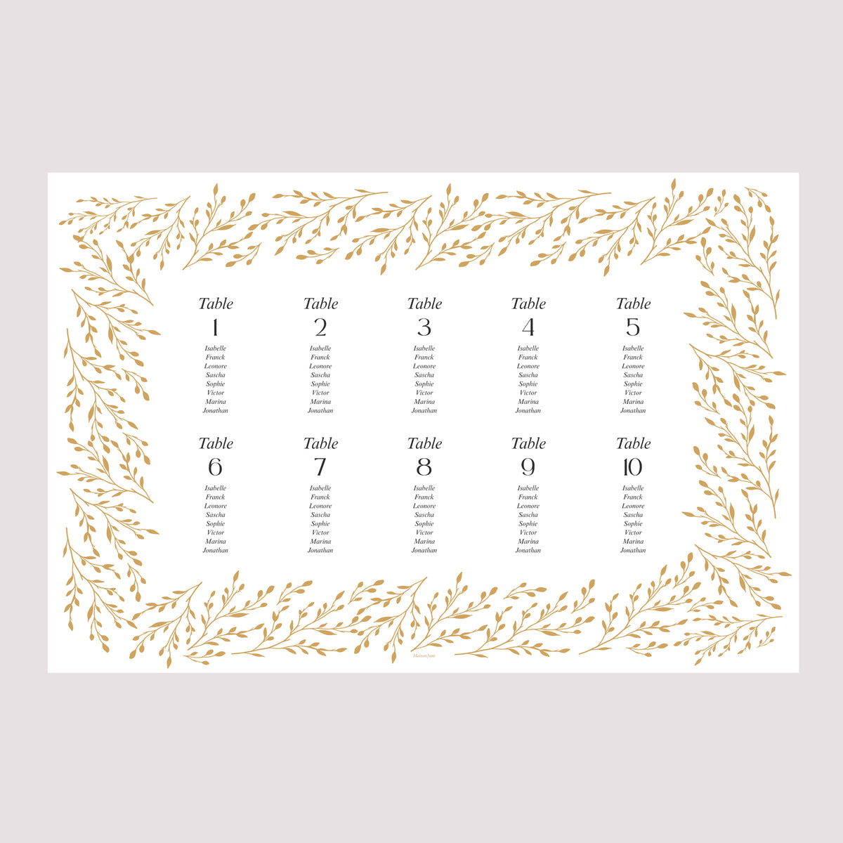 Plan de table Mariage Paysage 90 x 60 cm Rameaux d’Or photo N° 2
