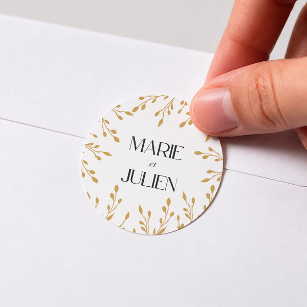 Sticker Mariage Rond Rameaux d’Or photo