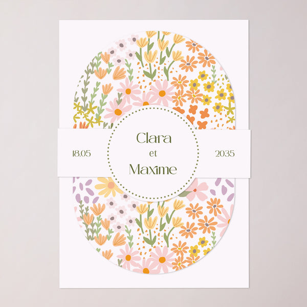 Faire-part Mariage bandeau, 2 cartes Love in Bloom photo