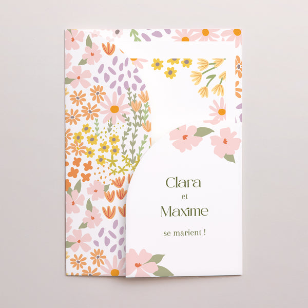 Faire-part Mariage Pochette 2 cartes Love in Bloom photo