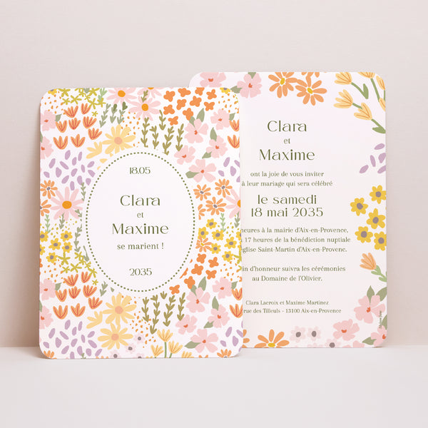 Faire-part Mariage Portrait, bords arrondis Love in Bloom photo
