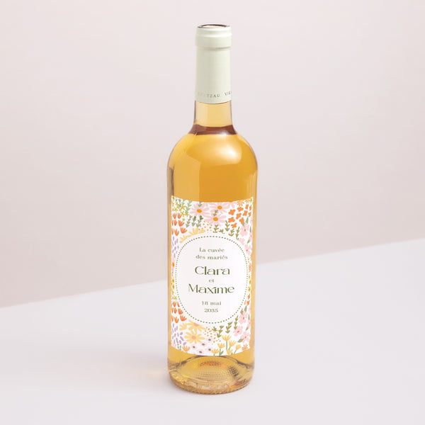 Etiquette bouteille Mariage Portrait Love in Bloom photo
