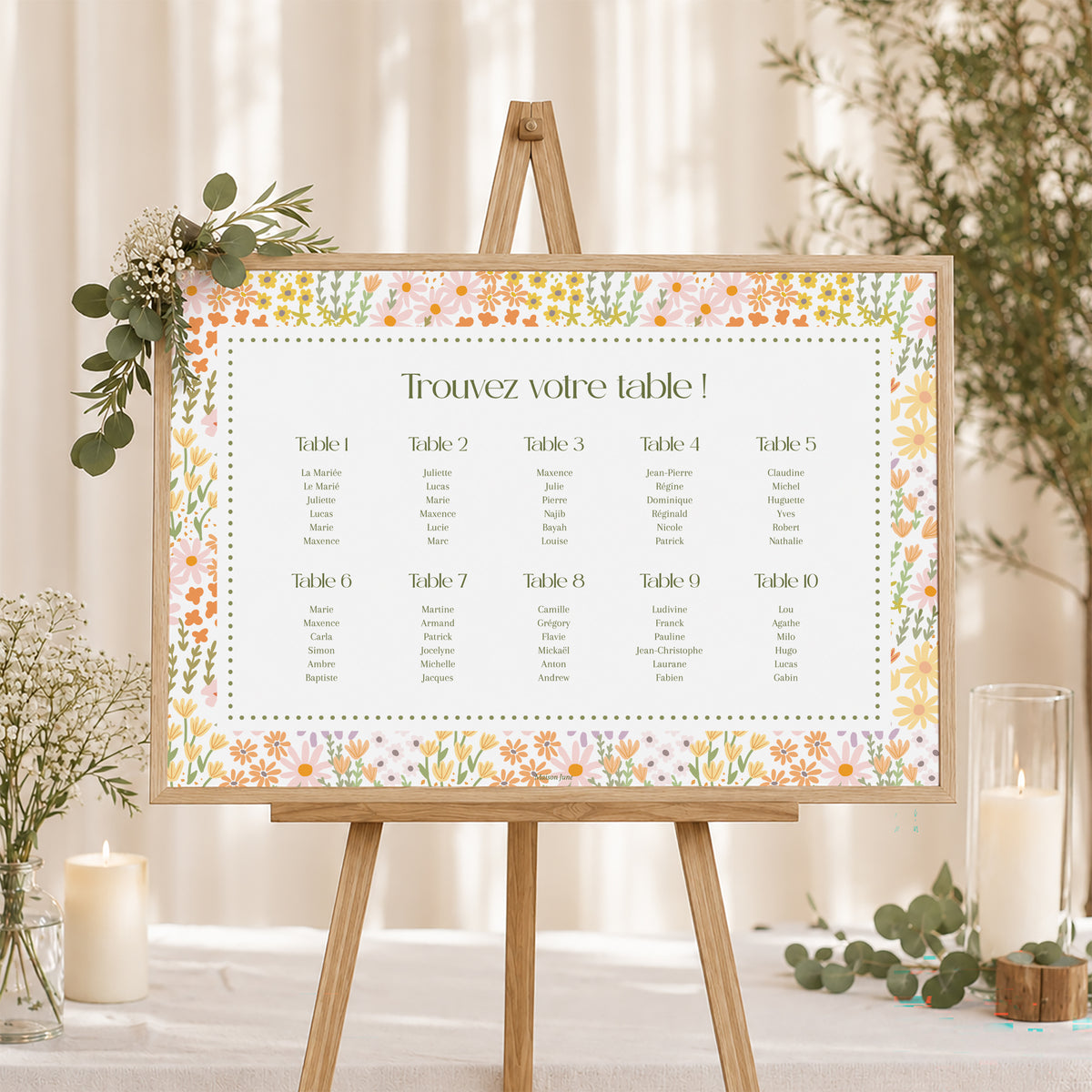 Plan de table Mariage Paysage 90 x 60 cm Love in Bloom photo N° 1