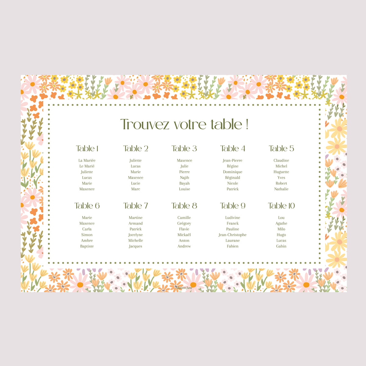 Plan de table Mariage Paysage 90 x 60 cm Love in Bloom photo N° 2