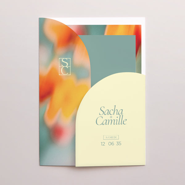 Faire-part Mariage Pochette 2 cartes Solstice photo