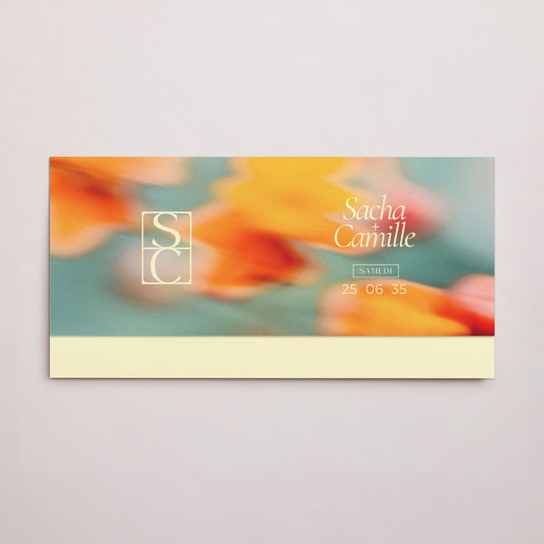 Faire-part Mariage pochette rectangle, 2 cartes Solstice photo