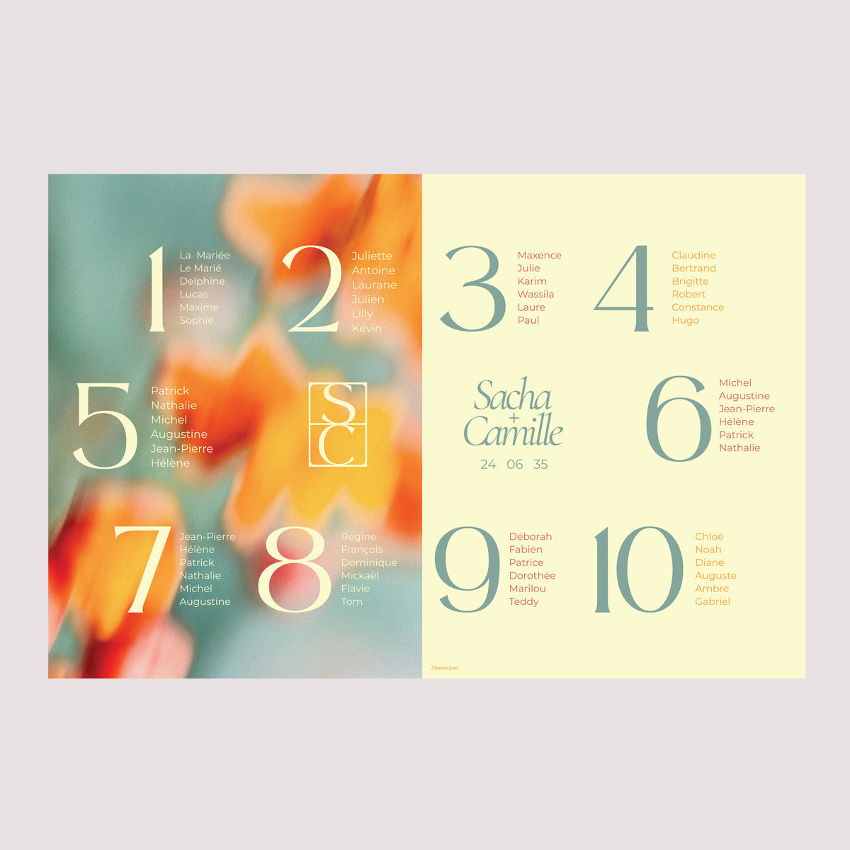 Plan de table Mariage Paysage 90 x 60 cm Solstice photo N° 2