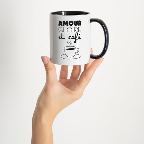Mug Noir Amour, Gloire et Café