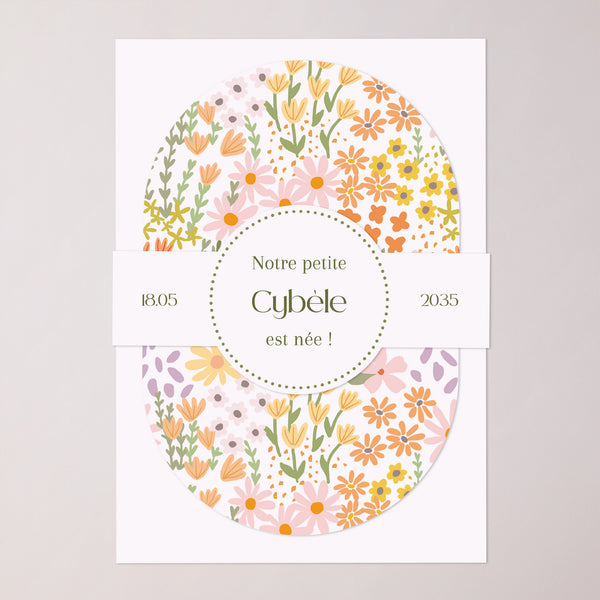 Faire-part Naissance bandeau, 2 cartes Jardin des Merveilles photo