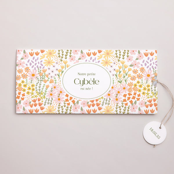 Faire-part Naissance Pochette 2 cartes, étiquette Jardin des Merveilles photo