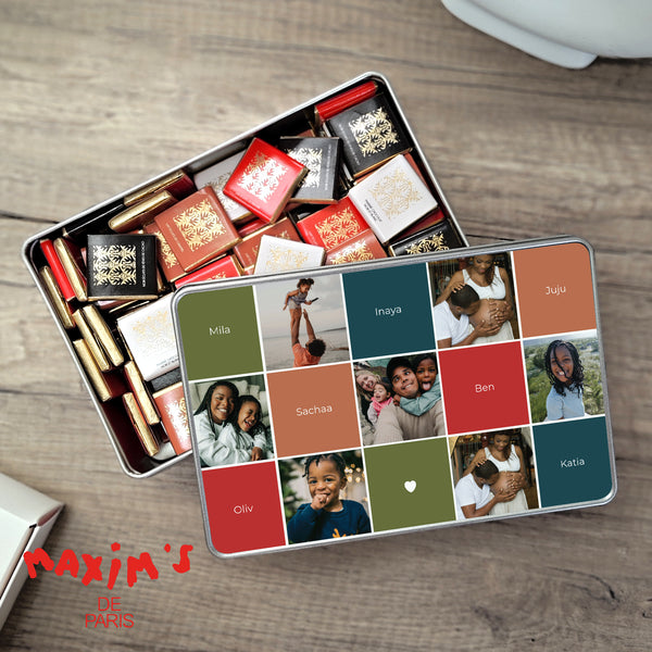 Boite métallique rectangle, garnie de chocolats Trésors de Noël photo