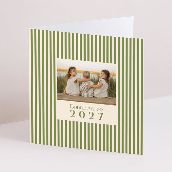 Carte de voeux Fin d'année Carré double volet Lignes du Temps photo