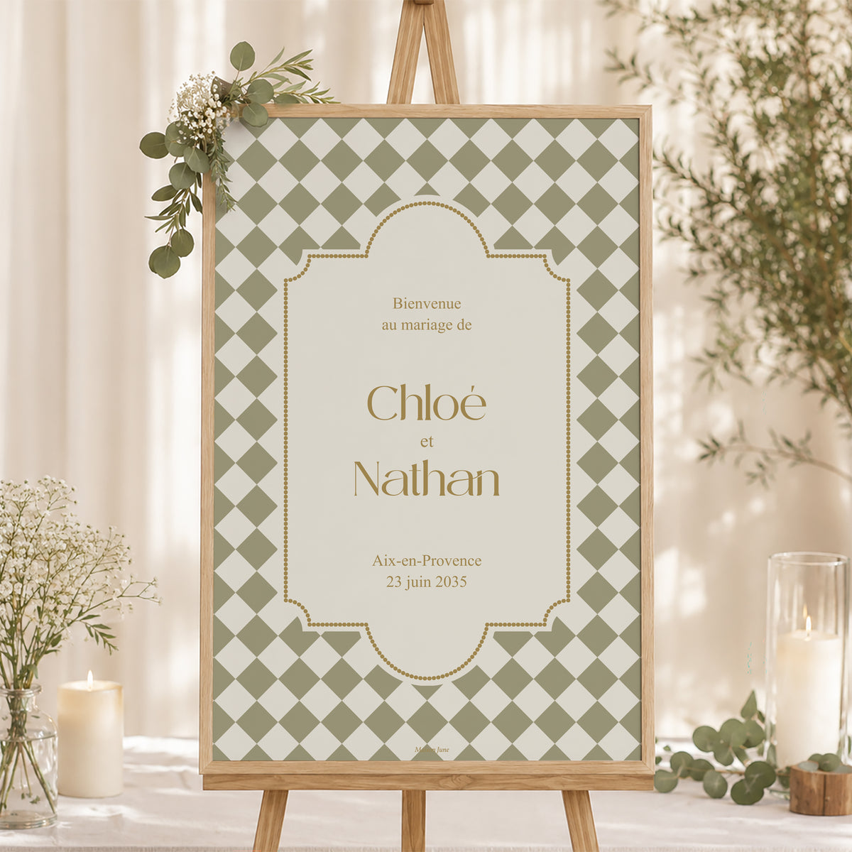 Panneau bienvenue Mariage Portrait 60 x 90 cm Palazzo photo N° 1