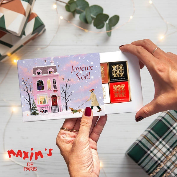 Boite chocolat personnalisée Fin d'année 6 chocolats Sous les Flocons photo