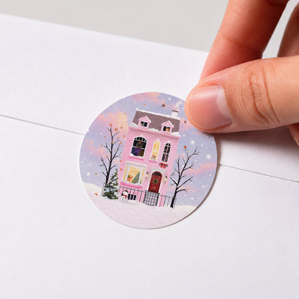 Sticker Fin d'année Rond Sous les Flocons photo
