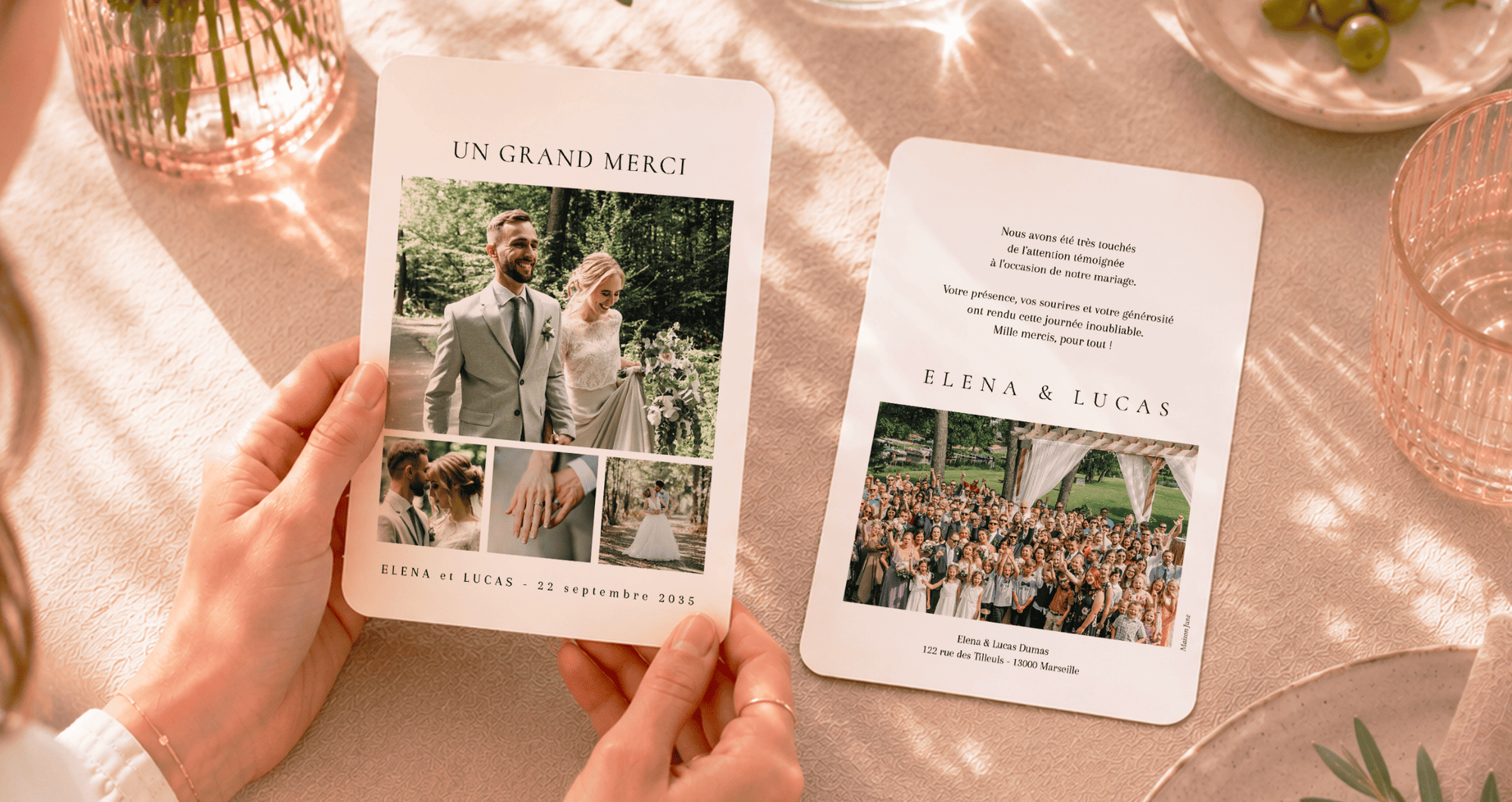 Carte remerciement mariage