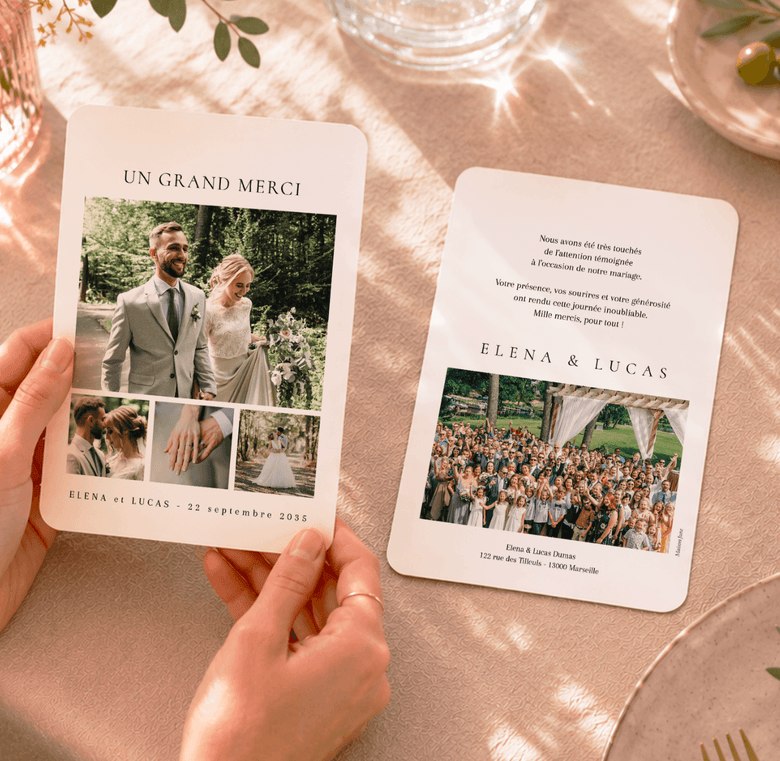 Carte remerciement mariage
