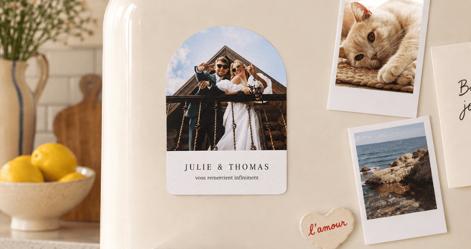 Carte remerciement mariage magnet